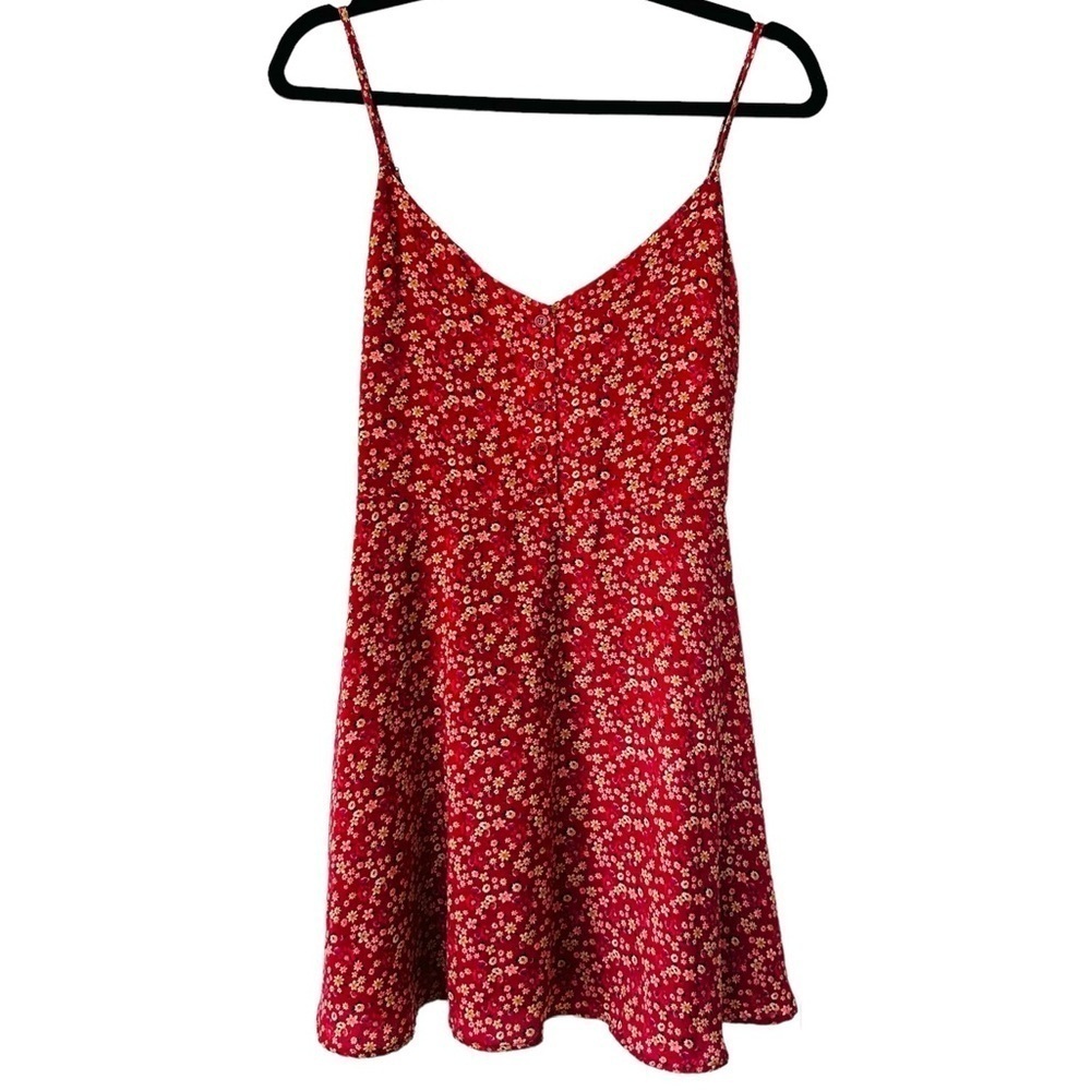 Forever 21 Red Ditsy Floral Spaghetti Strap Mini Dress Small